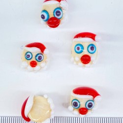 Noel Baba Desenli Cam Boncuk Kolye Ucu Kırmızı 1 Adet-TAP-1236 Noel Baba Desenli Cam Boncuk Kolye Ucu Kırmızı 1 Adet-TAP-1236