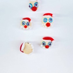Noel Baba Desenli Cam Boncuk Kolye Ucu Kırmızı 1 Adet-TAP-1236 Noel Baba Desenli Cam Boncuk Kolye Ucu Kırmızı 1 Adet-TAP-1236