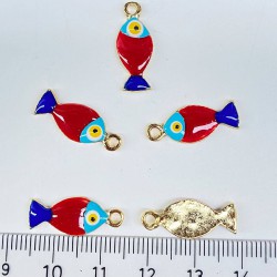 Balık Motifli Metal Kolye Ucu Kırmızı 1 Adet-TAP-1239 Balık Motifli Metal Kolye Ucu Kırmızı 1 Adet-TAP-1239