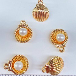 Metal Midye Kabuğu Desenli Kolye Ucu Gold 1 Adet-TAP-1244 Metal Midye Kabuğu Desenli Kolye Ucu Gold 1 Adet-TAP-1244