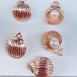 Metal Midye Kabuğu Desenli Kolye Ucu Rose 1 Adet-TAP-1246 Metal Midye Kabuğu Desenli Kolye Ucu Rose 1 Adet-TAP-1246