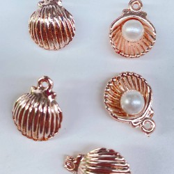 Metal Midye Kabuğu Desenli Kolye Ucu Rose 1 Adet-TAP-1246 Metal Midye Kabuğu Desenli Kolye Ucu Rose 1 Adet-TAP-1246