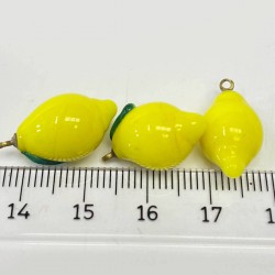 Limon Desenli Cam Boncuk Kolye Ucu Sarı 1 Adet-TAP-1250 Limon Desenli Cam Boncuk Kolye Ucu Sarı 1 Adet-TAP-1250