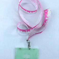 Pembe Şeker Desenli Boyun Askı İpi Yaka Kartlığı-TAP-1281