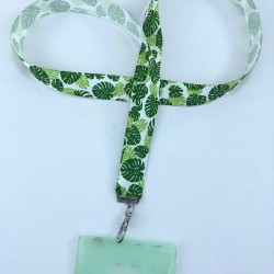 Yeşil Yaprak Desenli Boyun Askı İpi Yaka Kartlığı-TAP-1282