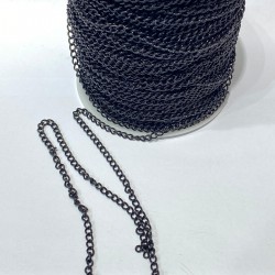 Siyah Yassı Metal Kolye Zinciri-TAP-1358