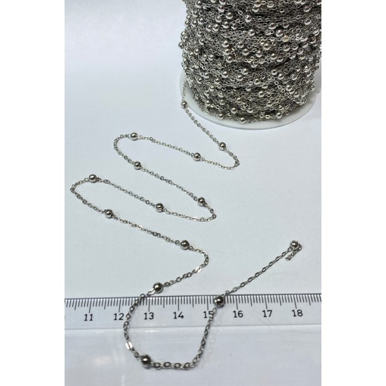 Gümüş Metal Toplu Kolye Zinciri-TAP-1364