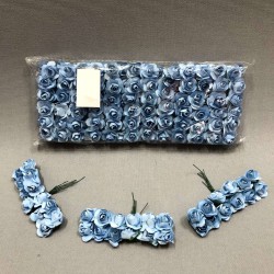 Bebe Mavi Kağıt Gül Çiçek 1 paket 144 lü-TC-1007