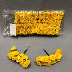 Sarı Kağıt Gül Çiçek 1 paket 144 lü-TC-1019