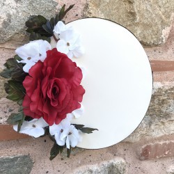 Beyaz Kırmızı Güllü Gelin Tefi-TEF-1001