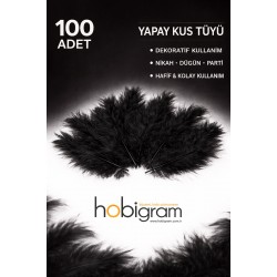 Premium Yapay Kuş T&uuml;y&uuml; 100 Adet Siyah Ekonomik Paket Nikah D&uuml;ğ&uuml;n Parti S&uuml;sleme-TEKTUY-1001