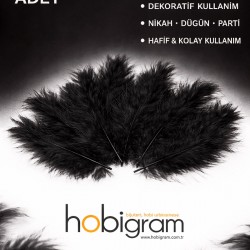 Premium Yapay Kuş T&uuml;y&uuml; 100 Adet Siyah Ekonomik Paket Nikah D&uuml;ğ&uuml;n Parti S&uuml;sleme-TEKTUY-1001