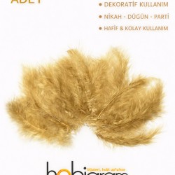 Premium Yapay Kuş T&uuml;y&uuml; 100 Adet Gold Ekonomik Paket Nikah D&uuml;ğ&uuml;n Parti S&uuml;sleme-TEKTUY-1002