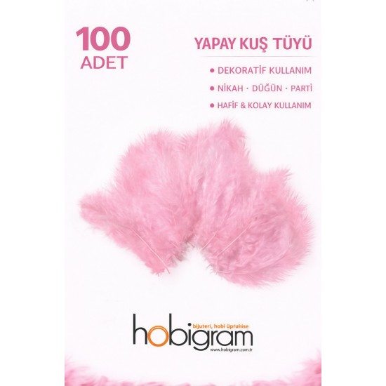 Premium Yapay Kuş T&uuml;y&uuml; 100 Adet Pembe Ekonomik Paket Nikah D&uuml;ğ&uuml;n Parti S&uuml;sleme-TEKTUY-1004