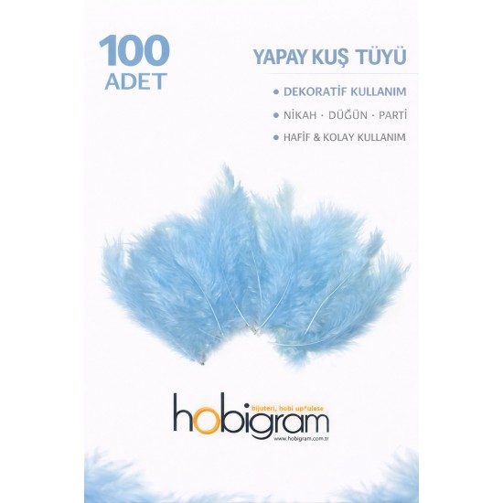Premium Yapay Kuş T&uuml;y&uuml; 100 Adet Bebe Mavi Ekonomik Paket Nikah D&uuml;ğ&uuml;n Parti-TEKTUY-1005