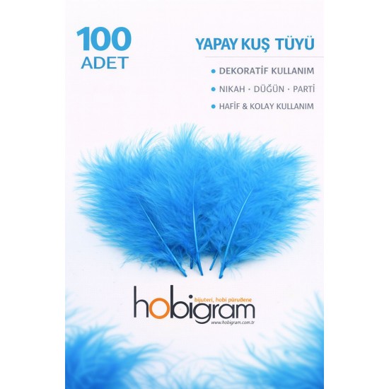 Premium Yapay Kuş T&uuml;y&uuml; 100 Adet Turkuaz Ekonomik Paket Nikah D&uuml;ğ&uuml;n Parti-TEKTUY-1006