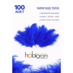 Premium Yapay Kuş T&uuml;y&uuml; 100 Adet Saks Mavi Ekonomik Paket Nikah D&uuml;ğ&uuml;n Parti-TEKTUY-1007