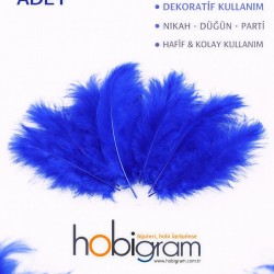 Premium Yapay Kuş T&uuml;y&uuml; 100 Adet Saks Mavi Ekonomik Paket Nikah D&uuml;ğ&uuml;n Parti-TEKTUY-1007