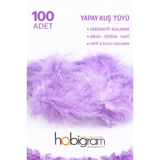 Premium Yapay Kuş T&uuml;y&uuml; 100 Adet Lila Ekonomik Paket Nikah D&uuml;ğ&uuml;n Parti S&uuml;sleme-TEKTUY-1010