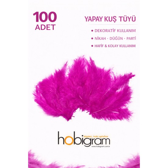 Premium Yapay Kuş T&uuml;y&uuml; 100 Adet Fuşya Ekonomik Paket Nikah D&uuml;ğ&uuml;n Parti S&uuml;sleme-TEKTUY-1011