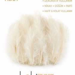 Premium Yapay Kuş T&uuml;y&uuml; 100 Adet Krem Ekonomik Paket Nikah D&uuml;ğ&uuml;n Parti S&uuml;sleme-TEKTUY-1012