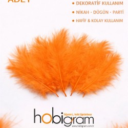 Premium Yapay Kuş T&uuml;y&uuml; 100 Adet Turuncu Ekonomik Paket Nikah D&uuml;ğ&uuml;n Parti S&uuml;sleme-TEKTUY-1015