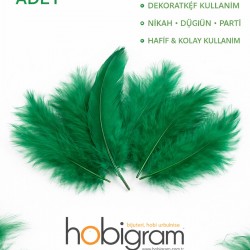 Premium Yapay Kuş T&uuml;y&uuml; 100 Adet Yeşil Ekonomik Paket Nikah D&uuml;ğ&uuml;n Parti S&uuml;sleme-TEKTUY-1017