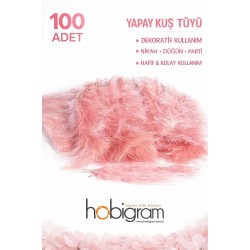 Premium Yapay Kuş T&uuml;y&uuml; 100 Adet Pudra Ekonomik Paket Nikah D&uuml;ğ&uuml;n Parti S&uuml;sleme-TEKTUY-1018