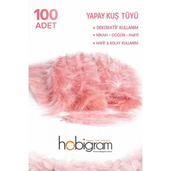 Premium Yapay Kuş T&uuml;y&uuml; 100 Adet Pudra Ekonomik Paket Nikah D&uuml;ğ&uuml;n Parti S&uuml;sleme-TEKTUY-1018