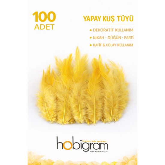 Premium Yapay Kuş T&uuml;y&uuml; 100 Adet Hardal Ekonomik Paket Nikah D&uuml;ğ&uuml;n Parti S&uuml;sleme-TEKTUY-1020