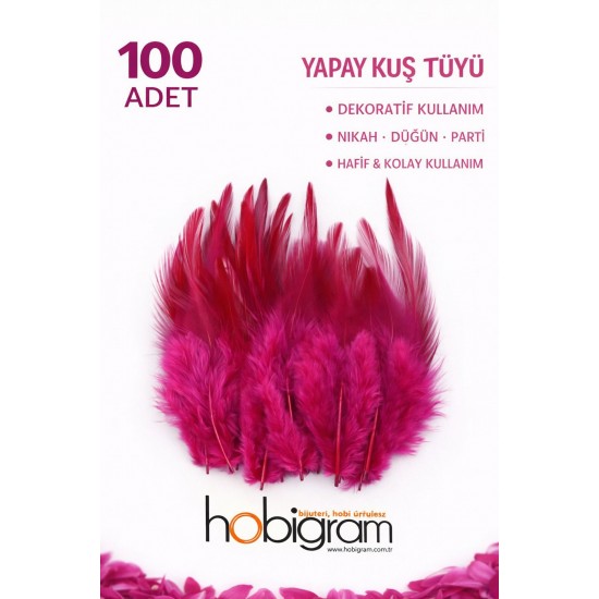 Premium Yapay Kuş T&uuml;y&uuml; 100 Adet Koyu Fuşya Ekonomik Paket Nikah D&uuml;ğ&uuml;n Parti-TEKTUY-1021