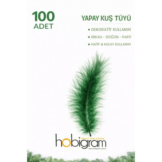 Premium Yapay Kuş T&uuml;y&uuml; 100 Adet Koyu Yeşil Ekonomik Paket Nikah D&uuml;ğ&uuml;n Parti-TEKTUY-1022
