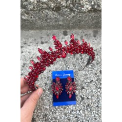 Thalia Ta&ccedil; İnce Mekik K&uuml;pe Seti Bordo &ndash; Gelin Kına D&uuml;ğ&uuml;n İ&ccedil;in Taşlı Işıltılı Abiye Aksesuar-THALIA-13