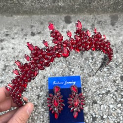 Thalia Taç İnce Mekik Küpe Seti Bordo – Gelin Kına Düğün İçin Taşlı Işıltılı Abiye Aksesuar-THALIA-13 Thalia Taç İnce Mekik Küpe Seti Bordo – Gelin Kına Düğün İçin Taşlı Işıltılı Abiye Aksesuar-THALIA-13