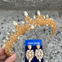 Thalia Taç İnce Mekik Küpe Seti Gold – Gelin Kına Düğün İçin Taşlı Işıltılı Abiye Aksesuar-THALIA-21 Thalia Taç İnce Mekik Küpe Seti Gold – Gelin Kına Düğün İçin Taşlı Işıltılı Abiye Aksesuar-THALIA-21