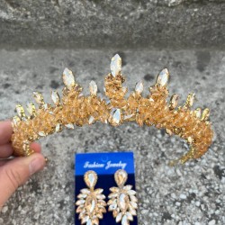 Thalia Taç İnce Mekik Küpe Seti Gold – Gelin Kına Düğün İçin Taşlı Işıltılı Abiye Aksesuar-THALIA-21 Thalia Taç İnce Mekik Küpe Seti Gold – Gelin Kına Düğün İçin Taşlı Işıltılı Abiye Aksesuar-THALIA-21