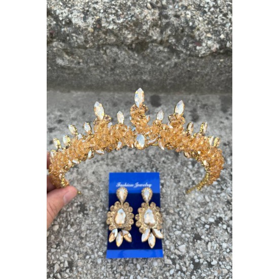 Thalia Taç Üç Mekik Küpe Seti Gold – Gelin Kına Düğün İçin Taşlı Işıltılı Abiye Aksesuar-THALIA-22 Thalia Taç Üç Mekik Küpe Seti Gold – Gelin Kına Düğün İçin Taşlı Işıltılı Abiye Aksesuar-THALIA-22