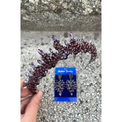 Thalia Ta&ccedil; İnce Mekik K&uuml;pe Seti Mor &ndash; Gelin Kına D&uuml;ğ&uuml;n İ&ccedil;in Taşlı Işıltılı Abiye Aksesuar-THALIA-31