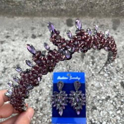 Thalia Taç İnce Mekik Küpe Seti Mor – Gelin Kına Düğün İçin Taşlı Işıltılı Abiye Aksesuar-THALIA-31 Thalia Taç İnce Mekik Küpe Seti Mor – Gelin Kına Düğün İçin Taşlı Işıltılı Abiye Aksesuar-THALIA-31