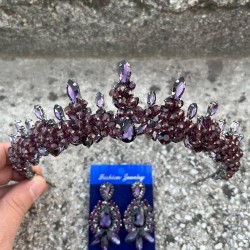 Thalia Taç Üç Mekik Küpe Seti Mor – Gelin Kına Düğün İçin Taşlı Işıltılı Abiye Aksesuar-THALIA-32 Thalia Taç Üç Mekik Küpe Seti Mor – Gelin Kına Düğün İçin Taşlı Işıltılı Abiye Aksesuar-THALIA-32