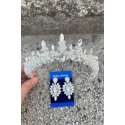 Thalia Ta&ccedil; İnce Mekik K&uuml;pe Seti G&uuml;m&uuml;ş &ndash; Gelin Kına D&uuml;ğ&uuml;n İ&ccedil;in Taşlı Işıltılı Abiye Aksesuar-THALIA-39