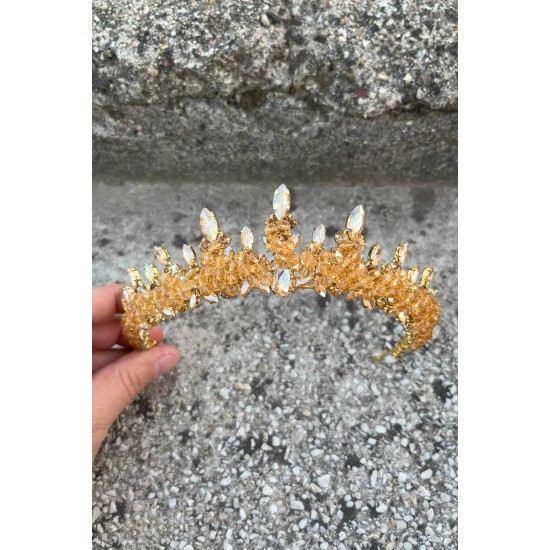 Thalia Model Gold Taç – Gelin Kına Düğün Abiye İçin Taşlı Gösterişli Saç Tacı-THALIA-8 Thalia Model Gold Taç – Gelin Kına Düğün Abiye İçin Taşlı Gösterişli Saç Tacı-THALIA-8