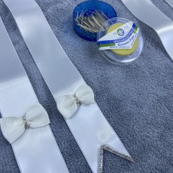 Gelin Damat Takı Merasimi İçin Dantelli İncili Takı Kurdelesi Takı Kemeri Ve İğne Seti-TKUR-1001 Gelin Damat Takı Merasimi İçin Dantelli İncili Takı Kurdelesi Takı Kemeri Ve İğne Seti-TKUR-1001