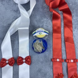 Kırmızı Beyaz Çiçek Süslü Takı Merasimi Kurdelesi Takı Kemeri Ve İğne Seti-TKUR-1007 Kırmızı Beyaz Çiçek Süslü Takı Merasimi Kurdelesi Takı Kemeri Ve İğne Seti-TKUR-1007
