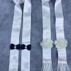 Beyaz Papyonlu Tüylü Özel Tasarım Takı Merasimi Kurdelesi Takı Kemeri-TKUR-1008 Beyaz Papyonlu Tüylü Özel Tasarım Takı Merasimi Kurdelesi Takı Kemeri-TKUR-1008