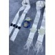 Beyaz Papyonlu Tüylü Özel Tasarım Takı Merasimi Kurdelesi Takı Kemeri Ve İğne Seti-TKUR-1009