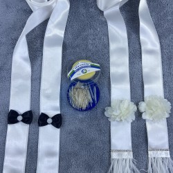 Beyaz Papyonlu Tüylü Özel Tasarım Takı Merasimi Kurdelesi Takı Kemeri Ve İğne Seti-TKUR-1009 Beyaz Papyonlu Tüylü Özel Tasarım Takı Merasimi Kurdelesi Takı Kemeri Ve İğne Seti-TKUR-1009