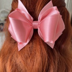 Pembe Saten Çift Fiyonklu Kurdele Toka 1 Adet-TOKA-1005 Pembe Saten Çift Fiyonklu Kurdele Toka 1 Adet-TOKA-1005