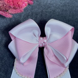Pembe Beyaz Çift Renkli Puantiyeli Fiyonklu Kadın Toka-TOKA-1018 Pembe Beyaz Çift Renkli Puantiyeli Fiyonklu Kadın Toka-TOKA-1018