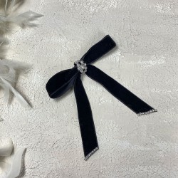 Siyah Fiyonklu Kurdele Taşlı Saç Tokası-TOKA-1027 Siyah Fiyonklu Kurdele Taşlı Saç Tokası-TOKA-1027